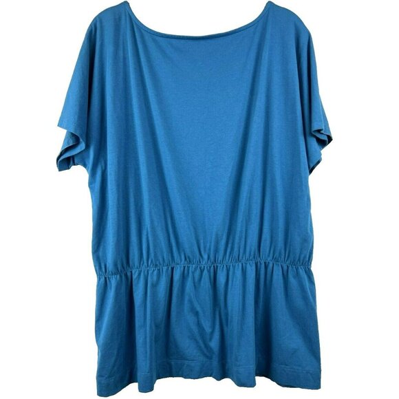 Soft Surroundings Top Blouse L Floral Tropical Colorful Artsy Cap Sleeve Waist - Picture 6 of 7